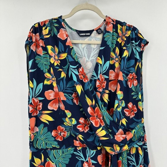 Lands' End Floral Dress - Blue and Red - Picture 3 of 13